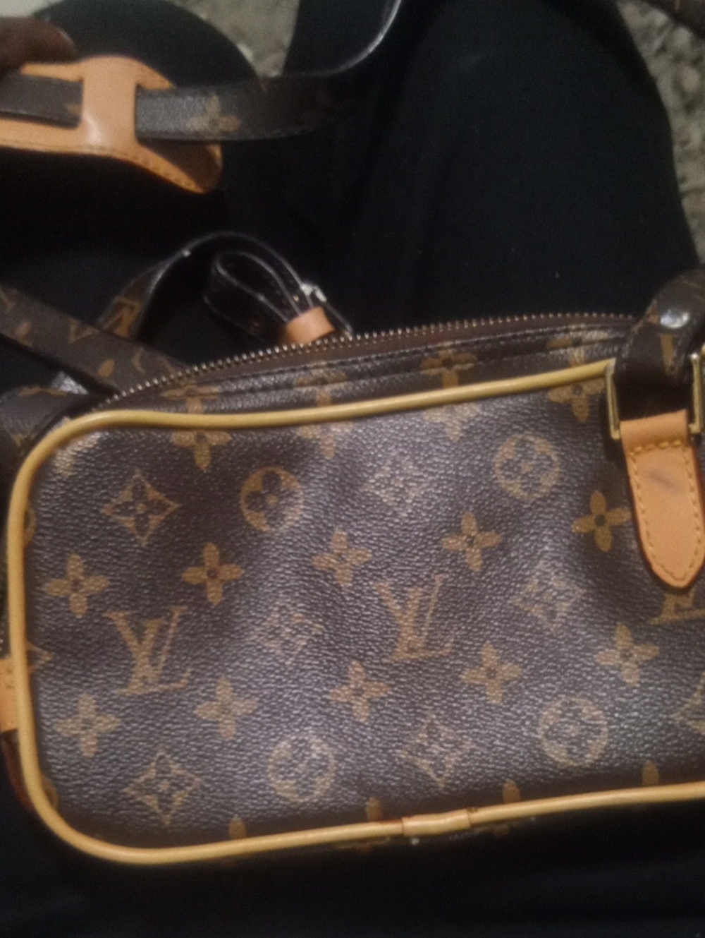 Louis Vuitton Brown Monogram Canvas Belt Bag with Tan Trim